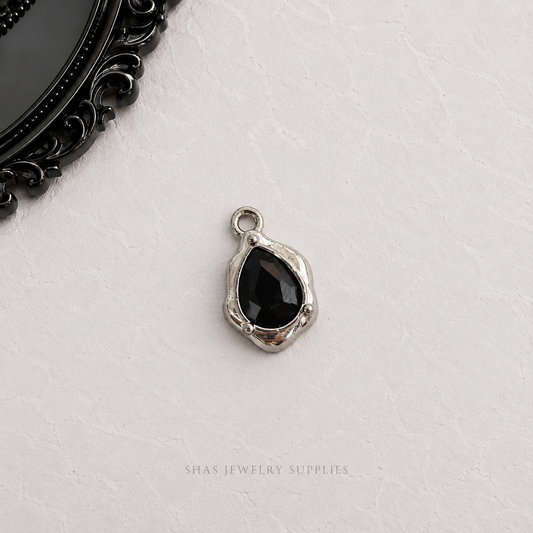 AC03J Black Teardrop Gothic Charm ( 1 pc ) High Quality Alloy