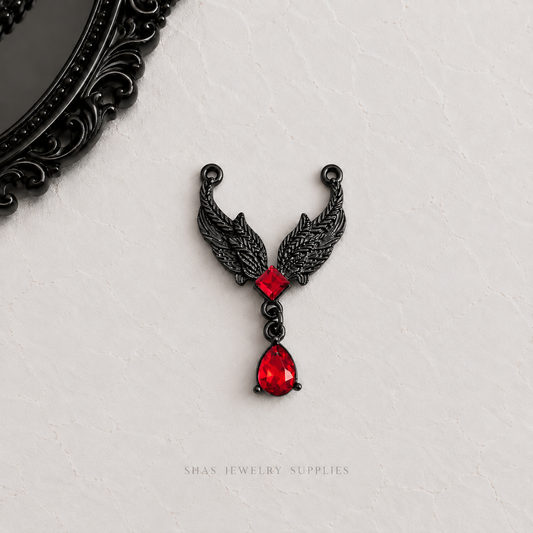 AC02T Wings with Red Hanging Gothic Charm ( 1 pc ) High Quality Alloy