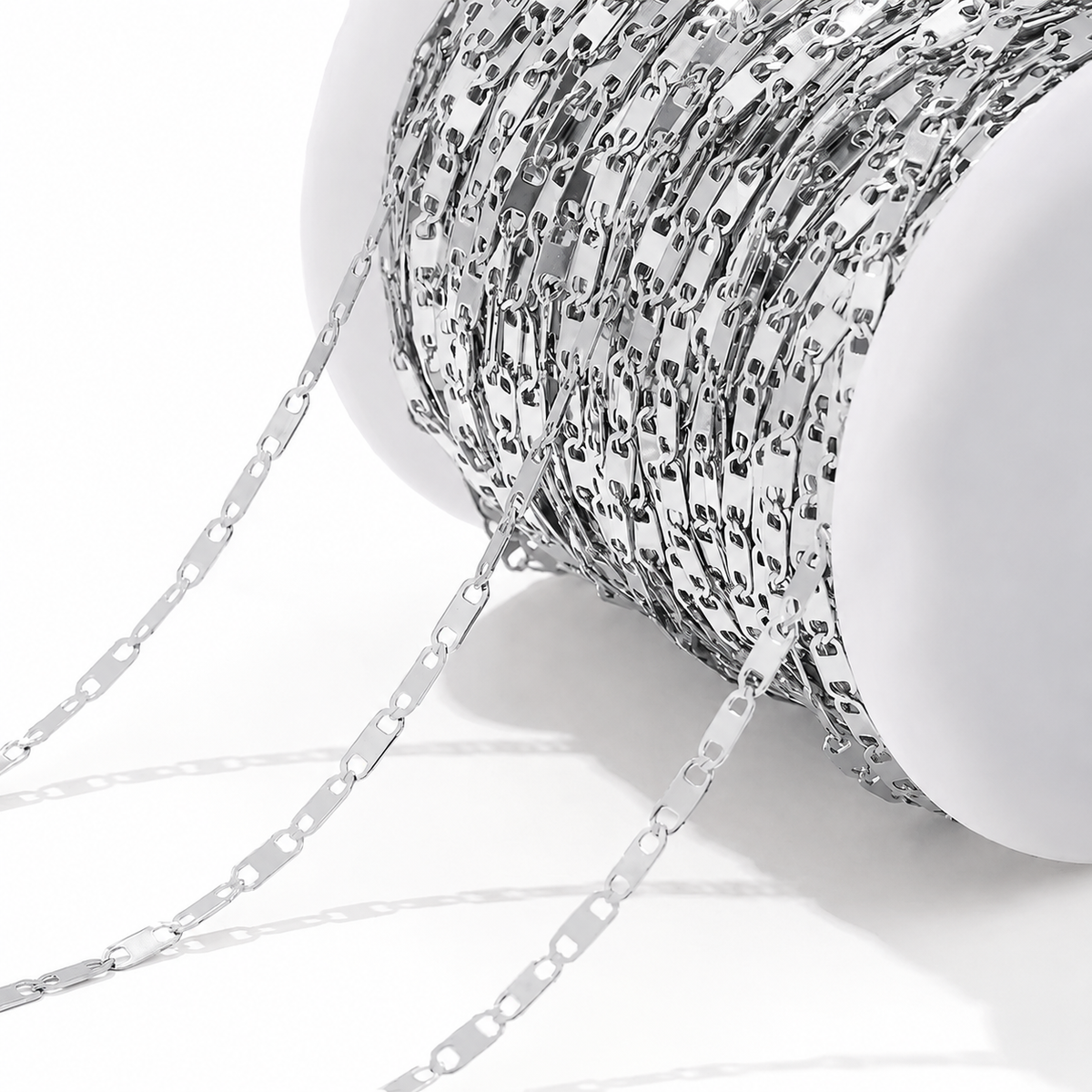 DIYS262 Flat Link Chain Silver  ( 1 feet ) PVD Plated