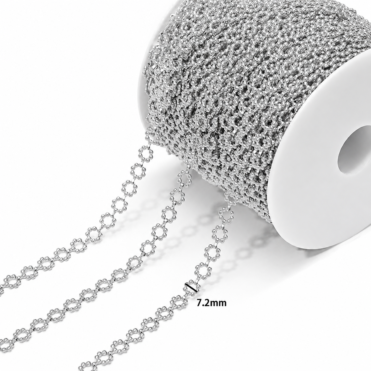 DIYS261 Flower Link Chain Silver ( 1 feet ) PVD Plated