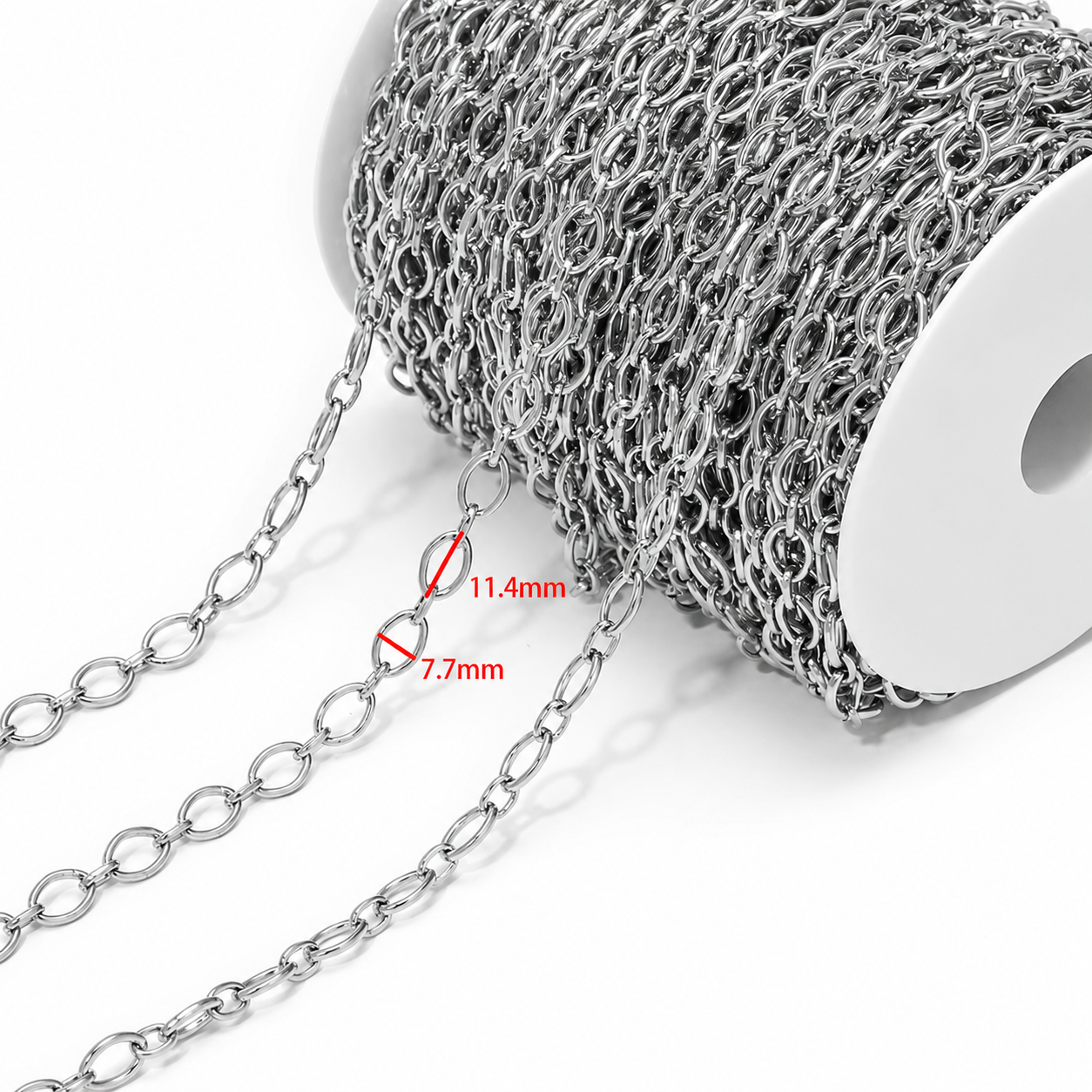 DIYS263 Oval Link Chunky Chain Silver  ( 1 feet ) PVD Plated