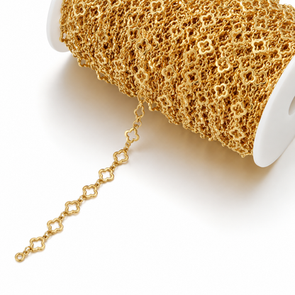 DIYS268 Clover Chain Gold ( 1 feet ) PVD Plated