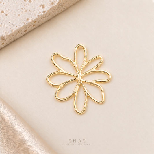 GPB01 Large Flower Bezel ( 1 pc ) 14k Gold