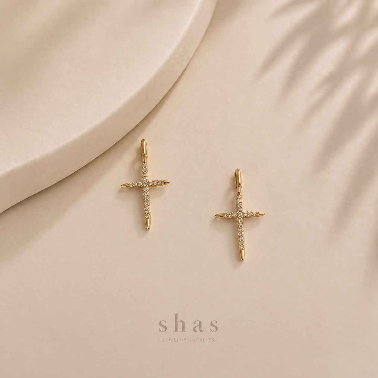SC20K Cross Zircon Charm ( 1 pc ) 18k Gold PVD Plated