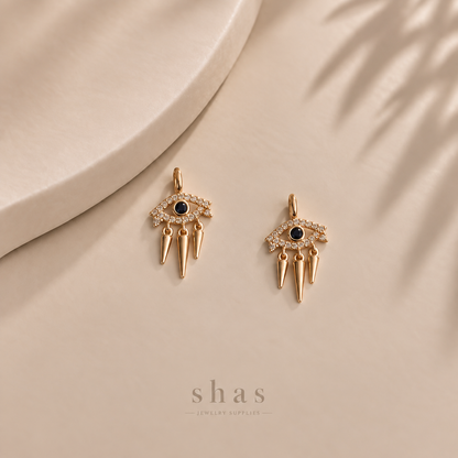 SC20R Evil Eye Hanging Zircon Charm ( 1 pc ) 18k Gold PVD Plated