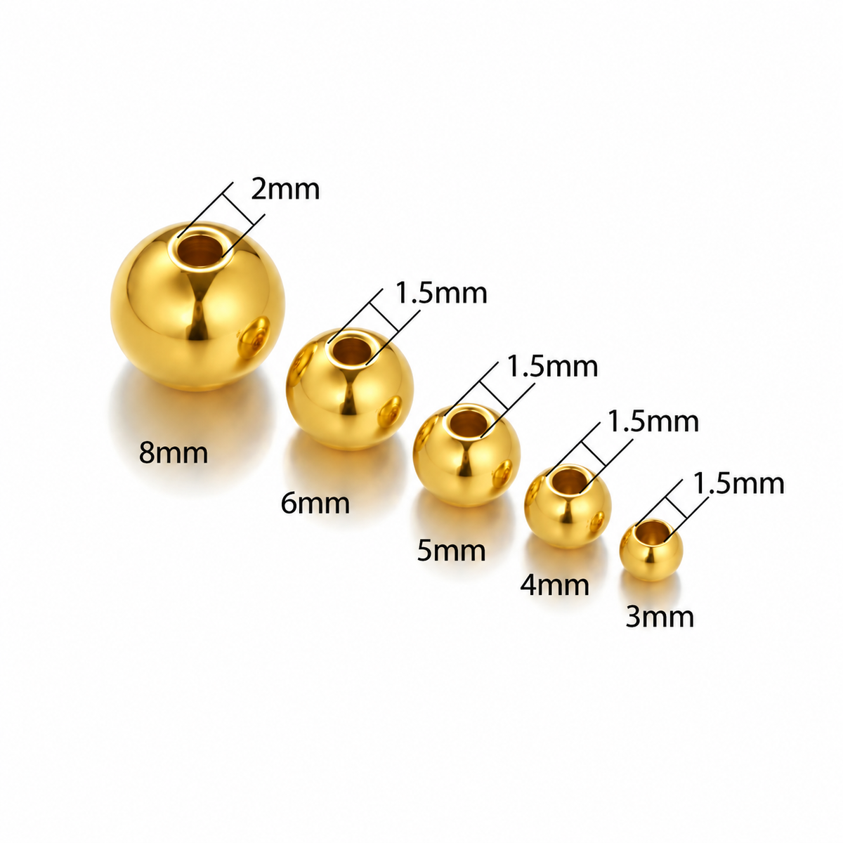 SSB20 Round Spacer Bead Gold( 1 pc ) PVD Plated