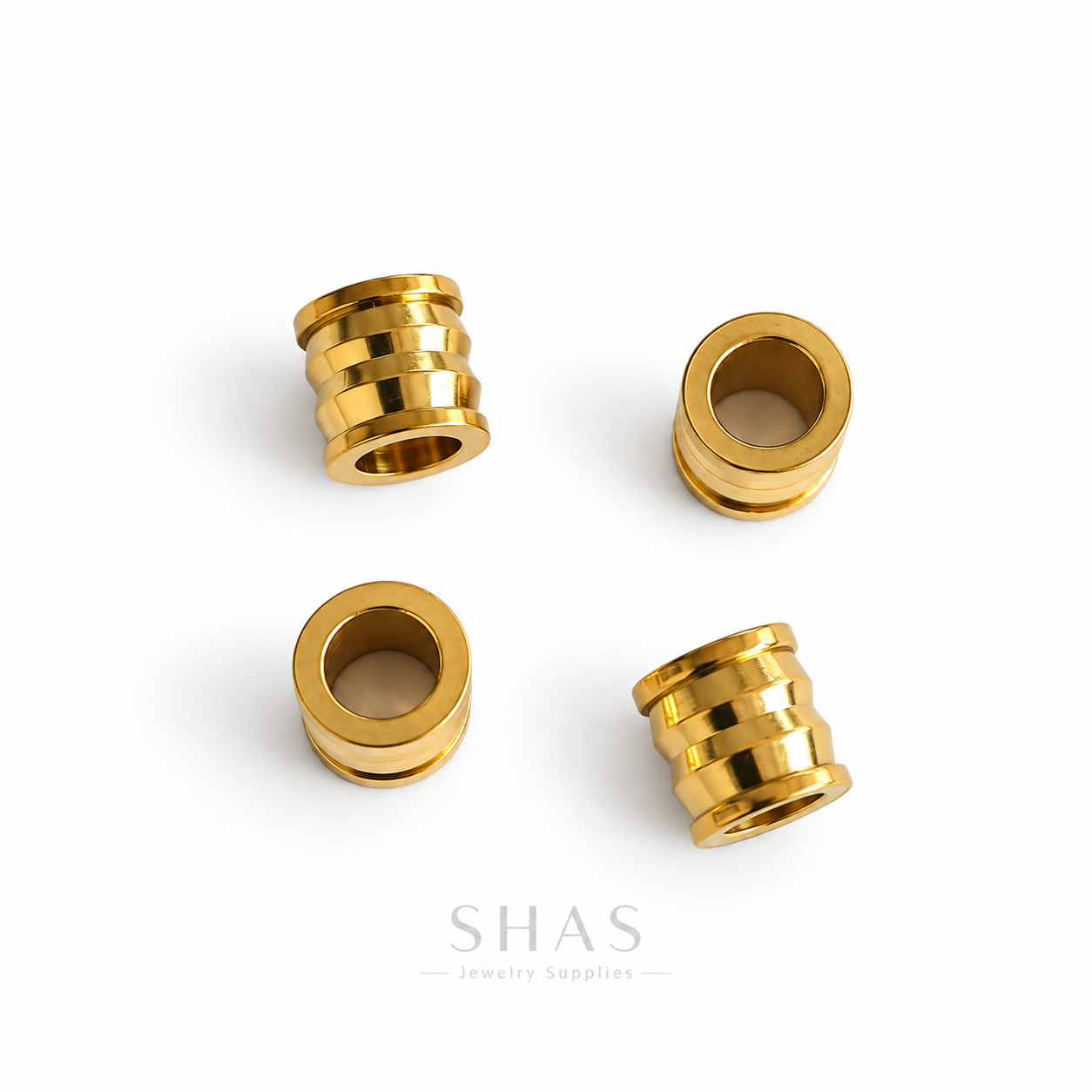 SSB05 Large Hole Spacer Bead Gold ( 1 pc ) PVD Plated