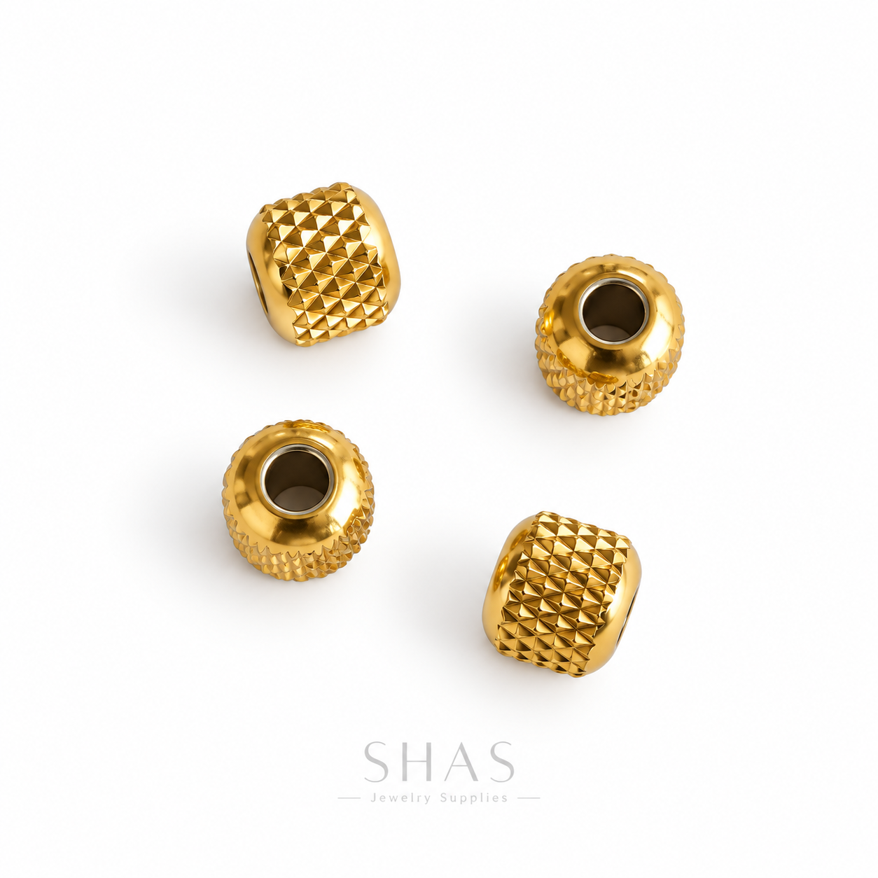 SSB11 Textured Rounded Spacer Bead Gold ( 1 pc ) PVD Plated