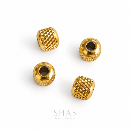 SSB11 Textured Rounded Spacer Bead Gold ( 1 pc ) PVD Plated