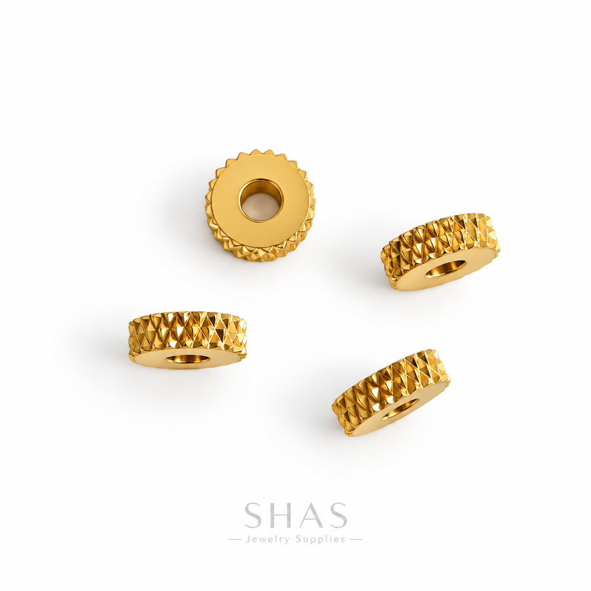 SSB09 Flat Gear Spacer Bead Gold ( 1 pc ) PVD Plated