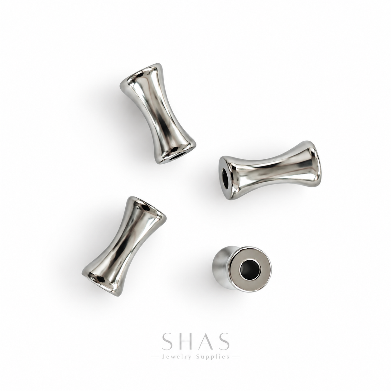 SSB04 Bamboo Spacer Bead Silver ( 1 pc ) PVD Plated