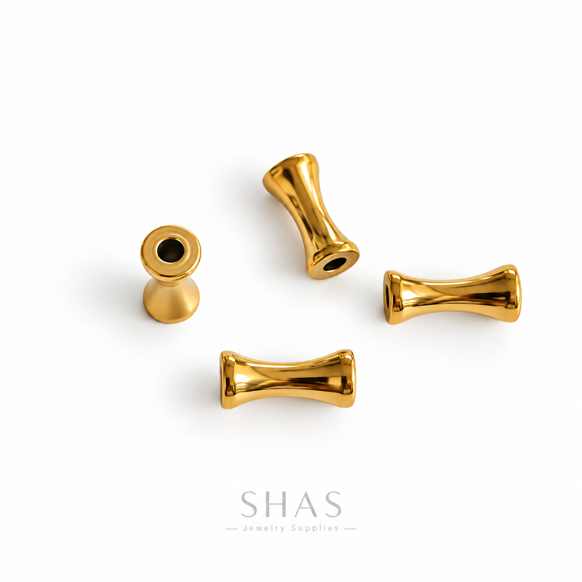 SSB03 Bamboo Spacer Bead Gold ( 1 pc ) PVD Plated