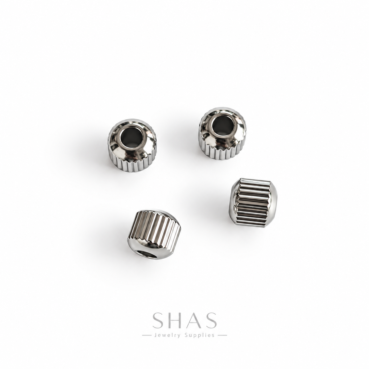 SSB08 Rounded Striped Spacer Bead Silver ( 1 pc ) PVD Plated