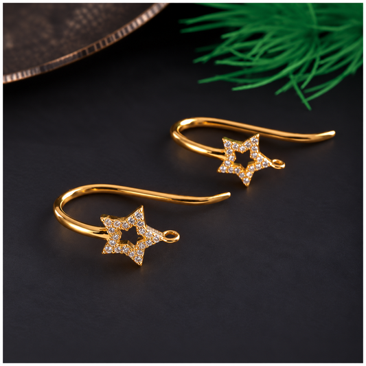 ZS02S Star Zircon Hook 18k gold Plated ( 2 pc )