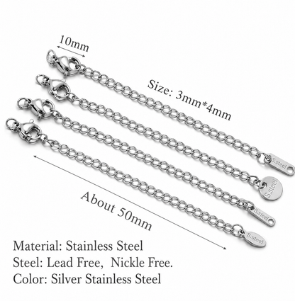 SS 1736 Extension with lobster hook Stainless steel ( 1 pc ) Anti tarnish