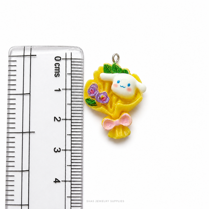 RM03E Cinnamon Dog Bouquet Resin Charm ( 1 PC )