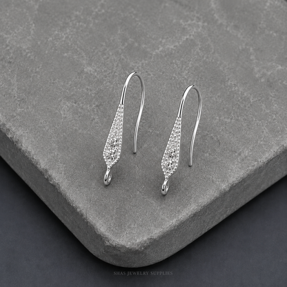 ZS01W Zircon Hook 18k gold Plated ( 2 pc )