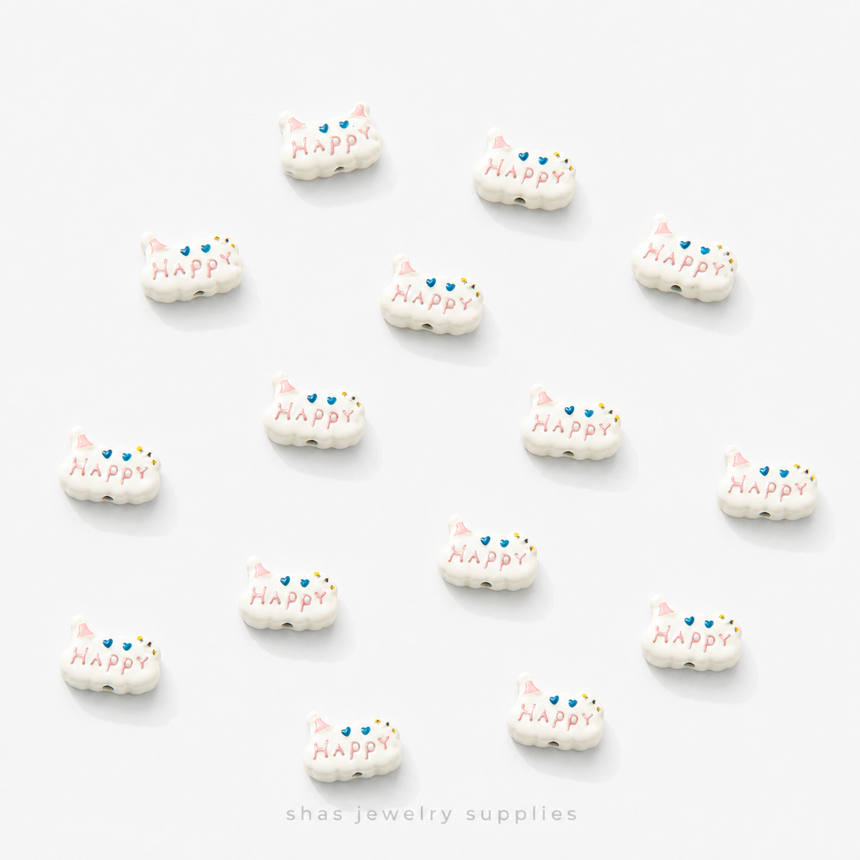 APB09 Happy Cloud Alloy Printed Bead ( 1 pc )