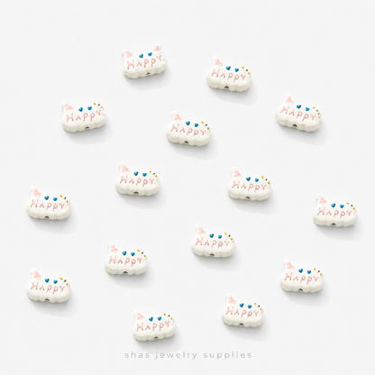 APB09 Happy Cloud Alloy Printed Bead ( 1 pc )