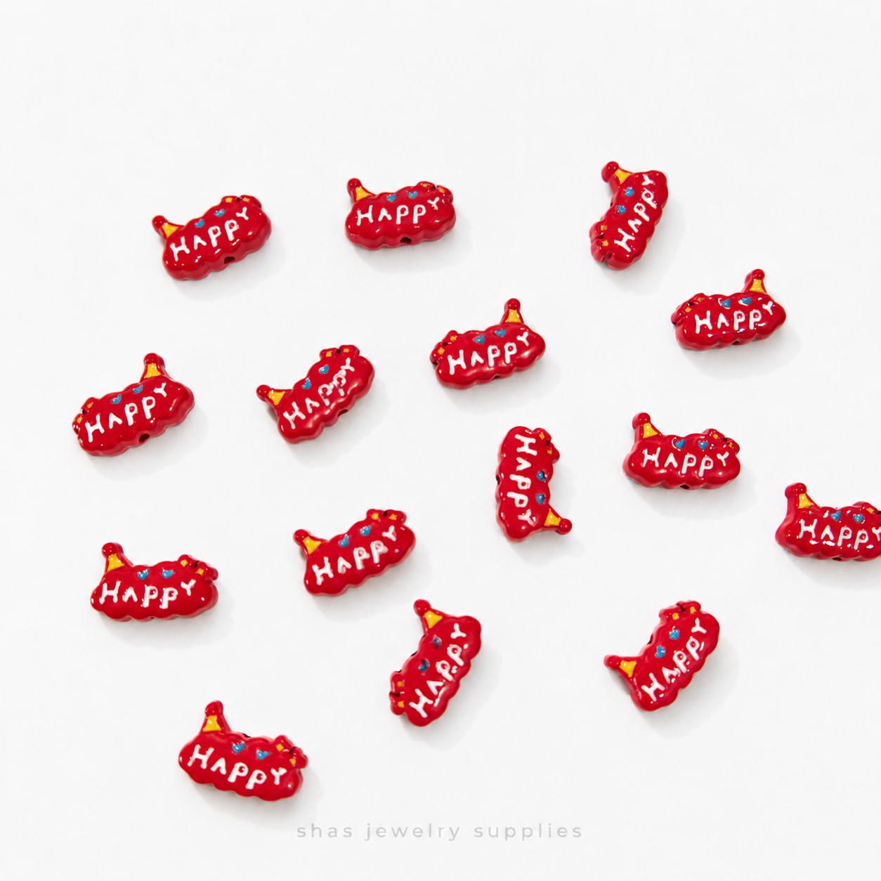 APB09 Happy Cloud Alloy Printed Bead ( 1 pc )