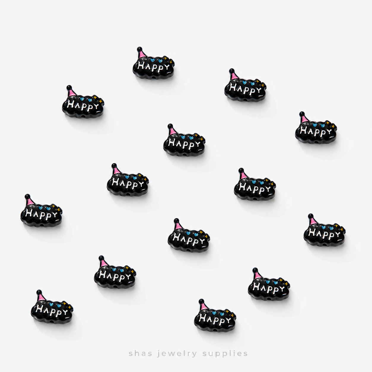 APB09 Happy Cloud Alloy Printed Bead ( 1 pc )