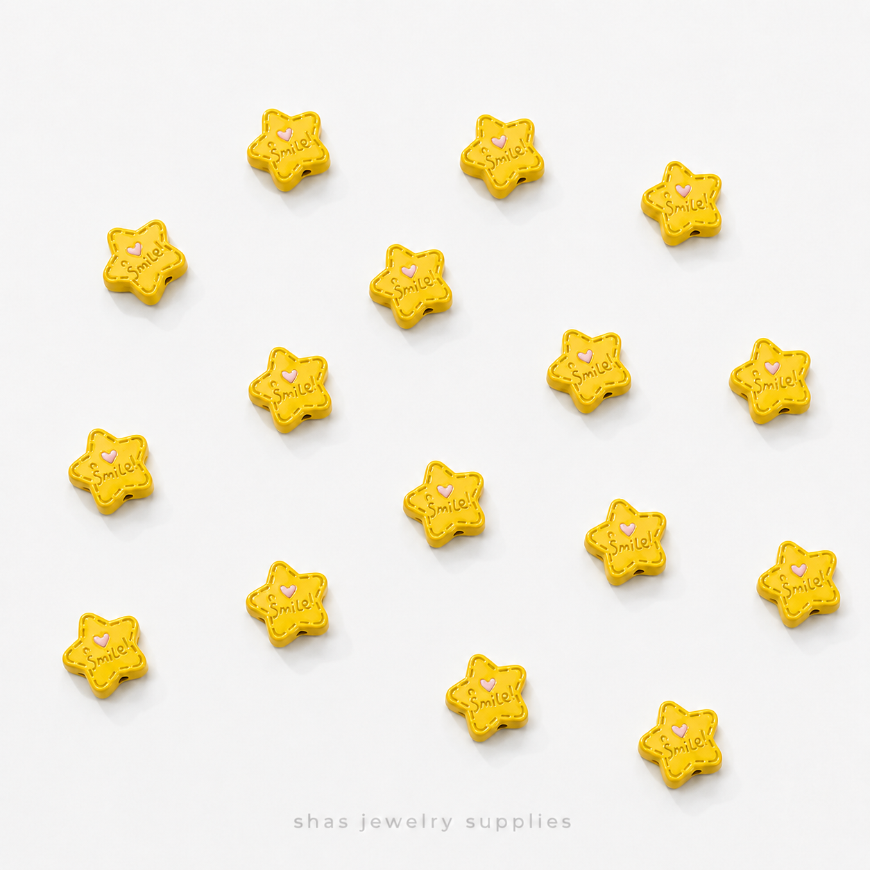APB07 Smile Star Alloy Printed Bead ( 1 pc )