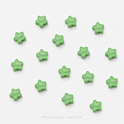 APB07 Smile Star Alloy Printed Bead ( 1 pc )