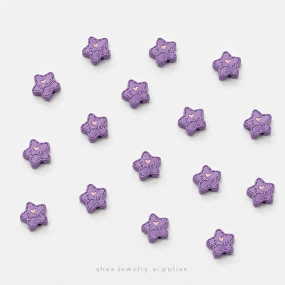 APB07 Smile Star Alloy Printed Bead ( 1 pc )