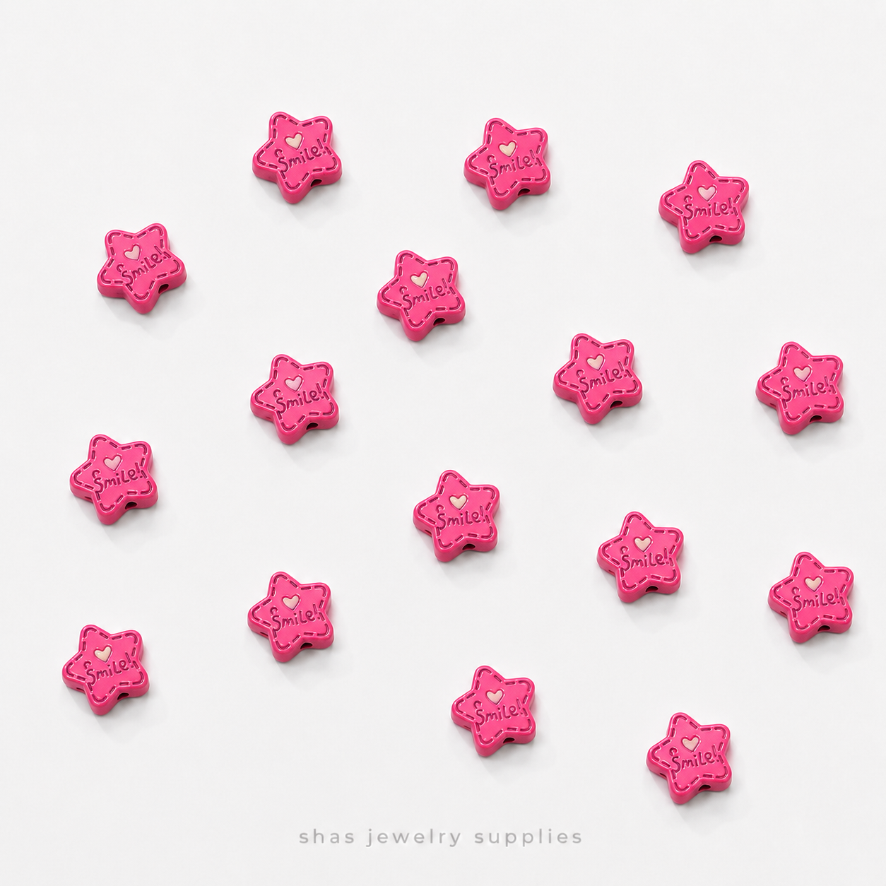 APB07 Smile Star Alloy Printed Bead ( 1 pc )