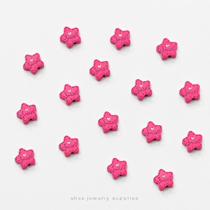 APB07 Smile Star Alloy Printed Bead ( 1 pc )