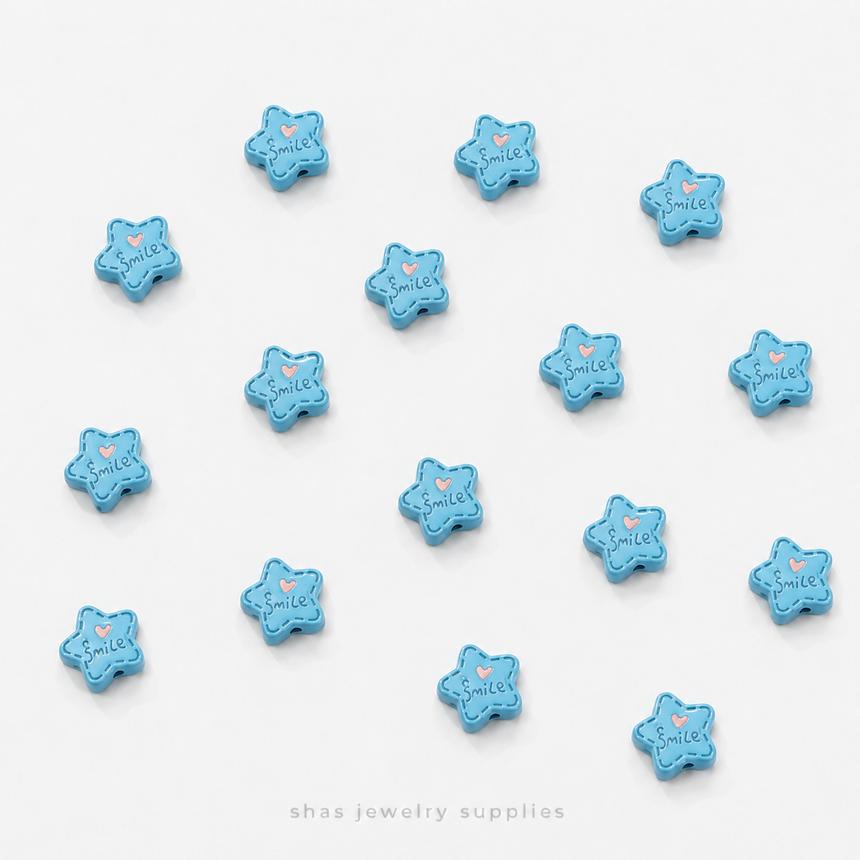 APB07 Smile Star Alloy Printed Bead ( 1 pc )