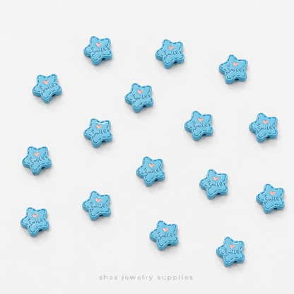APB07 Smile Star Alloy Printed Bead ( 1 pc )