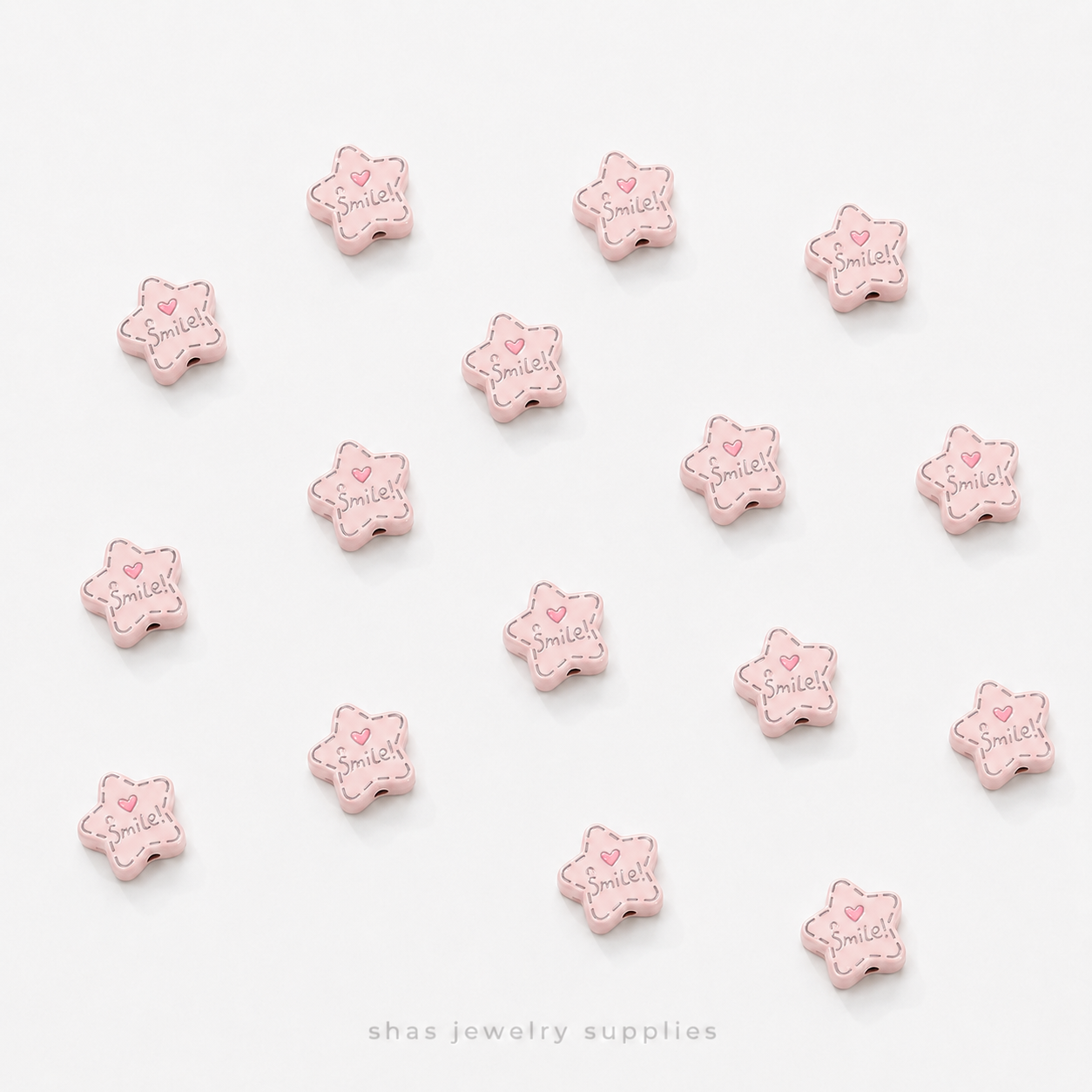 APB07 Smile Star Alloy Printed Bead ( 1 pc )