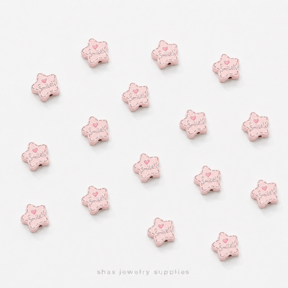 APB07 Smile Star Alloy Printed Bead ( 1 pc )