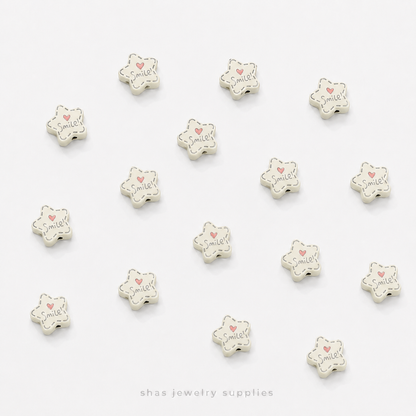 APB07 Smile Star Alloy Printed Bead ( 1 pc )