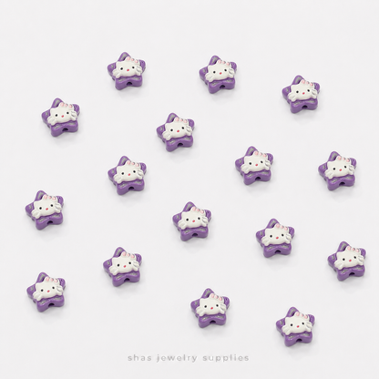 APB08C Star Kitty Alloy Printed Bead ( 1 pc )