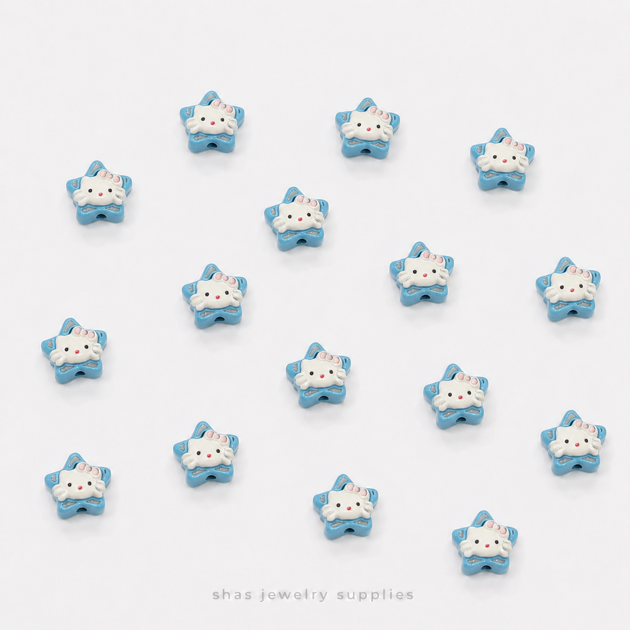 APB08C Star Kitty Alloy Printed Bead ( 1 pc )