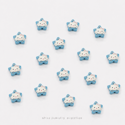 APB08C Star Kitty Alloy Printed Bead ( 1 pc )