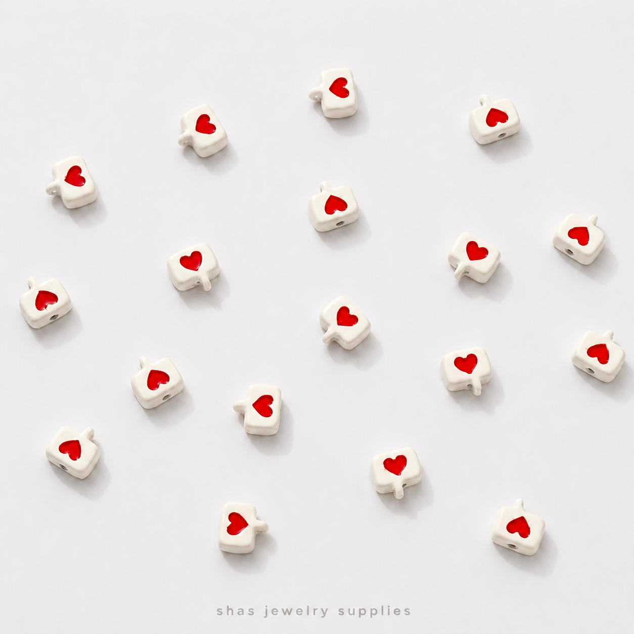 APB09A Heart Text Bubble Alloy Printed Bead ( 1 pc )