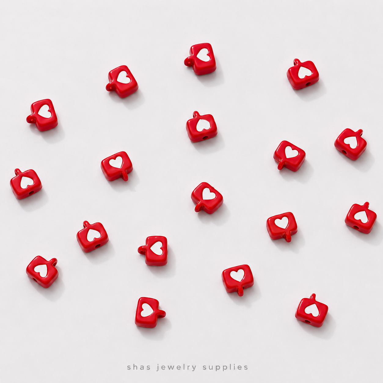 APB09A Heart Text Bubble Alloy Printed Bead ( 1 pc )