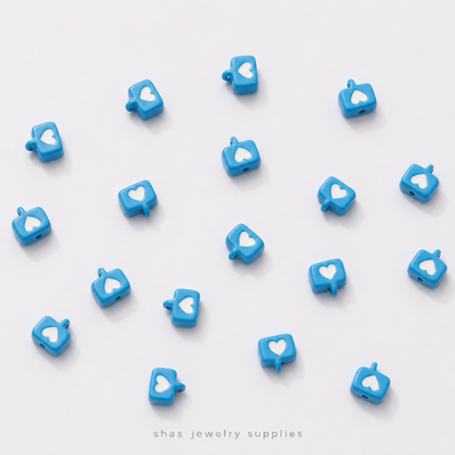 APB09A Heart Text Bubble Alloy Printed Bead ( 1 pc )