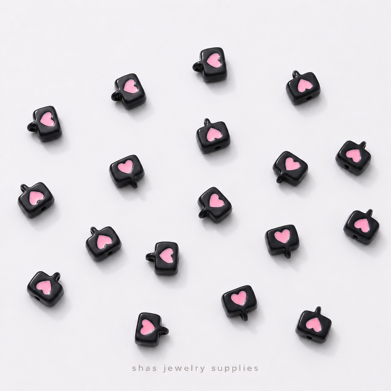 APB09A Heart Text Bubble Alloy Printed Bead ( 1 pc )