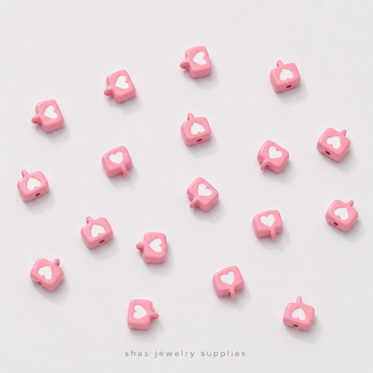 APB09A Heart Text Bubble Alloy Printed Bead ( 1 pc )