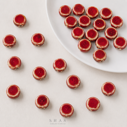 PCB11 Round Flat Ceramic Bead ( 1 pc ) Porcelian Ceramic