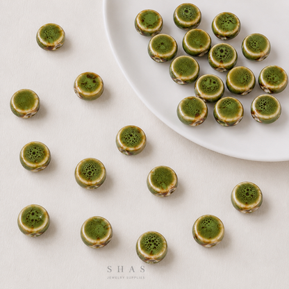 PCB11 Round Flat Ceramic Bead ( 1 pc ) Porcelian Ceramic