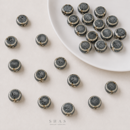 PCB11 Round Flat Ceramic Bead ( 1 pc ) Porcelian Ceramic