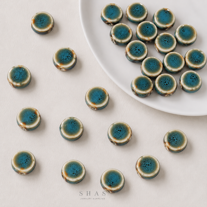 PCB11 Round Flat Ceramic Bead ( 1 pc ) Porcelian Ceramic