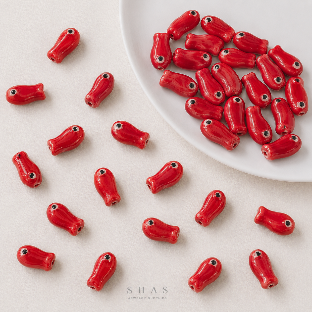PCB07 Fish Electroplated Ceramic Bead ( 1 pc ) Porcelian Ceramic