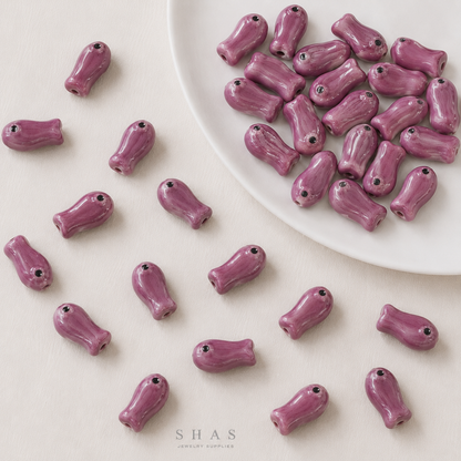 PCB07 Fish Electroplated Ceramic Bead ( 1 pc ) Porcelian Ceramic