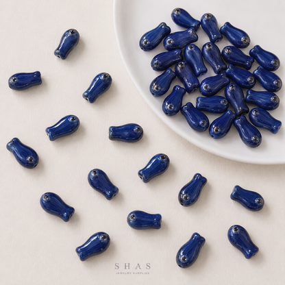 PCB07 Fish Electroplated Ceramic Bead ( 1 pc ) Porcelian Ceramic